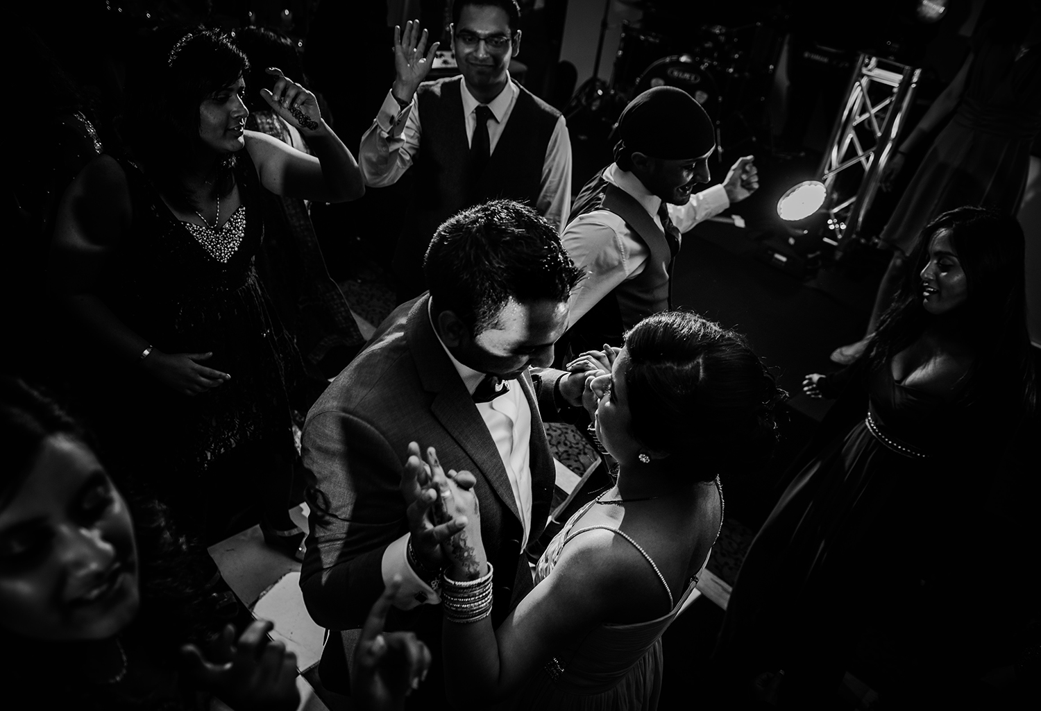  bw photo of guest on the dancefloor 