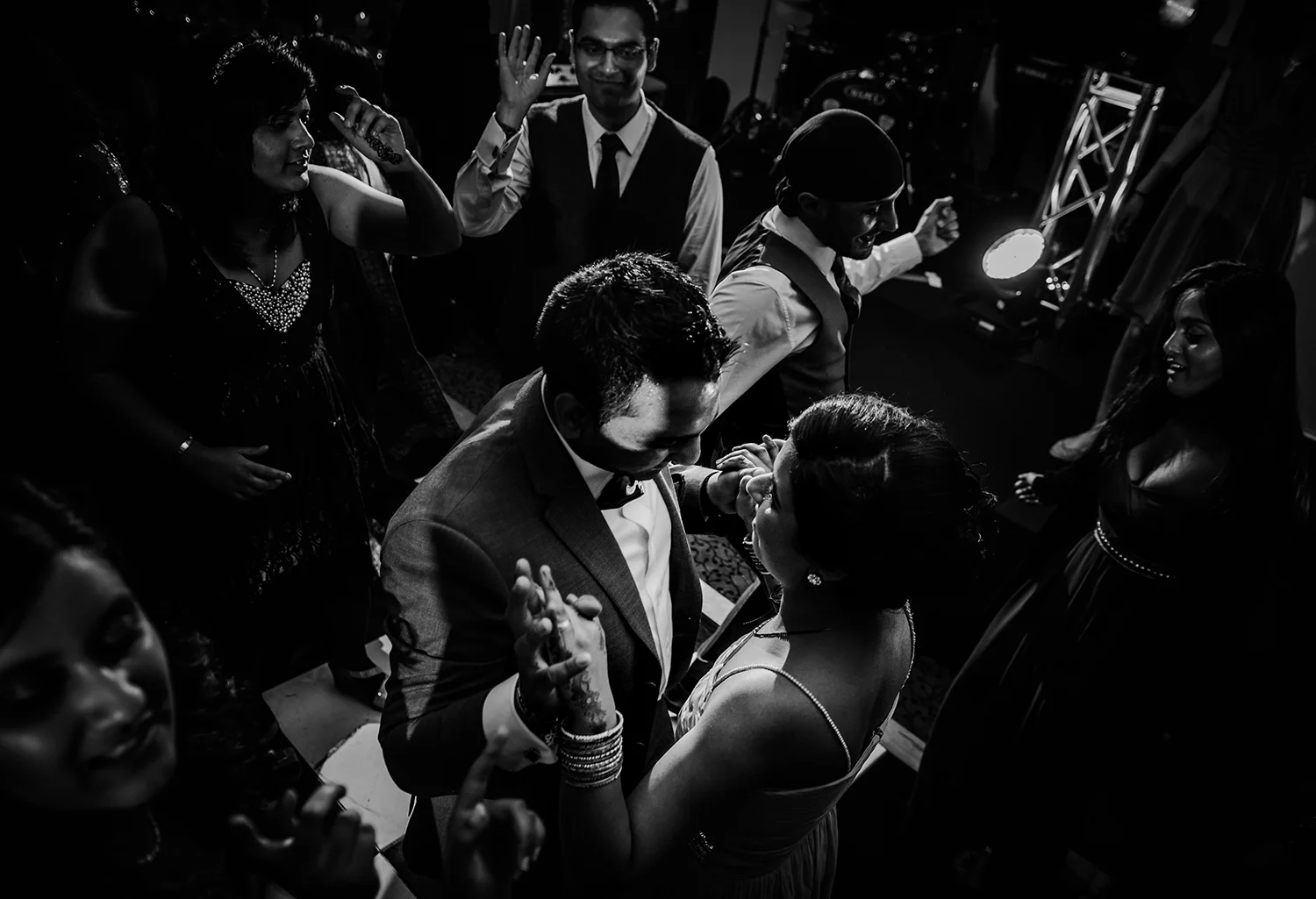 bw photo of guest on the dancefloor