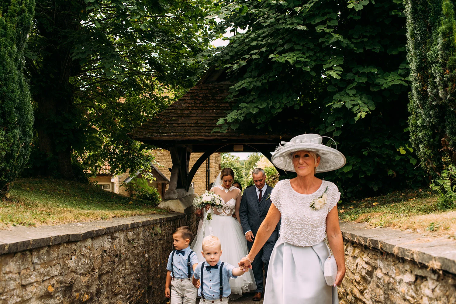 bride’s mother walking to church