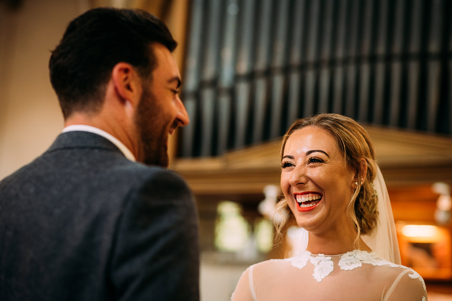  huge smile from the bride 