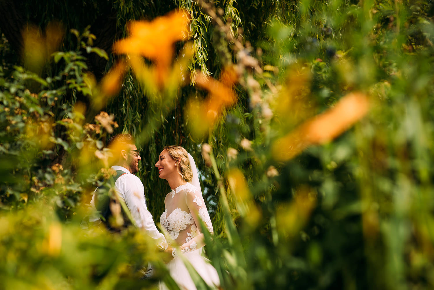  couple quiet time in a beautiful garden 