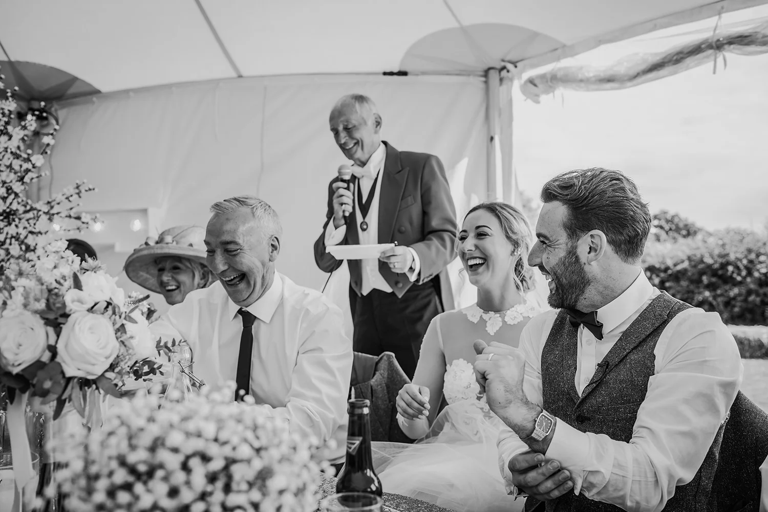 bw photo of the speeches being announced