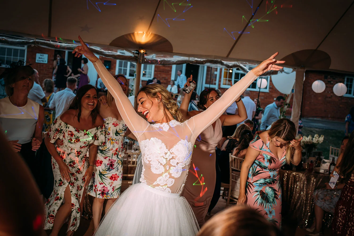 bride having a great time with friends