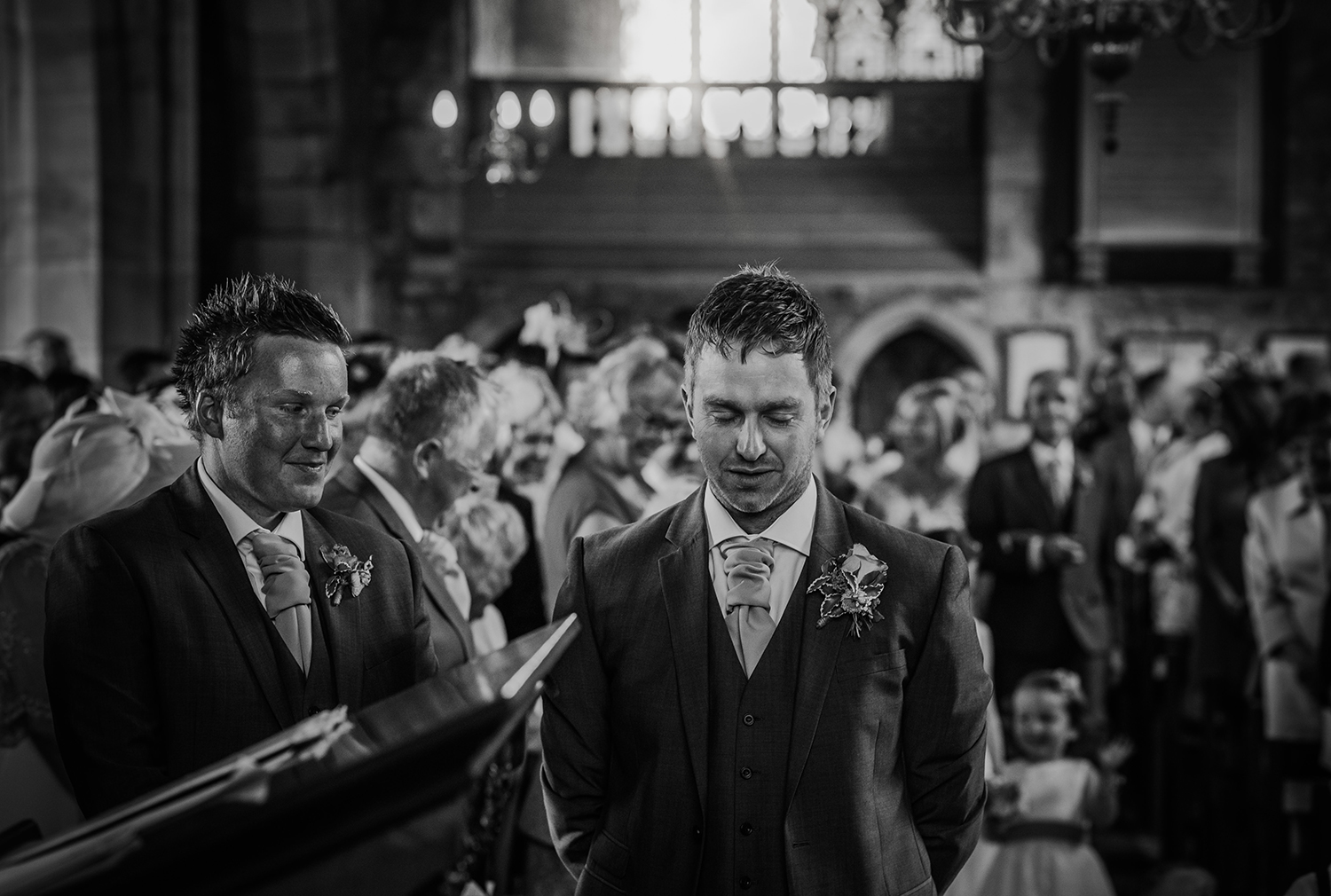 bw photo of a nervous groom