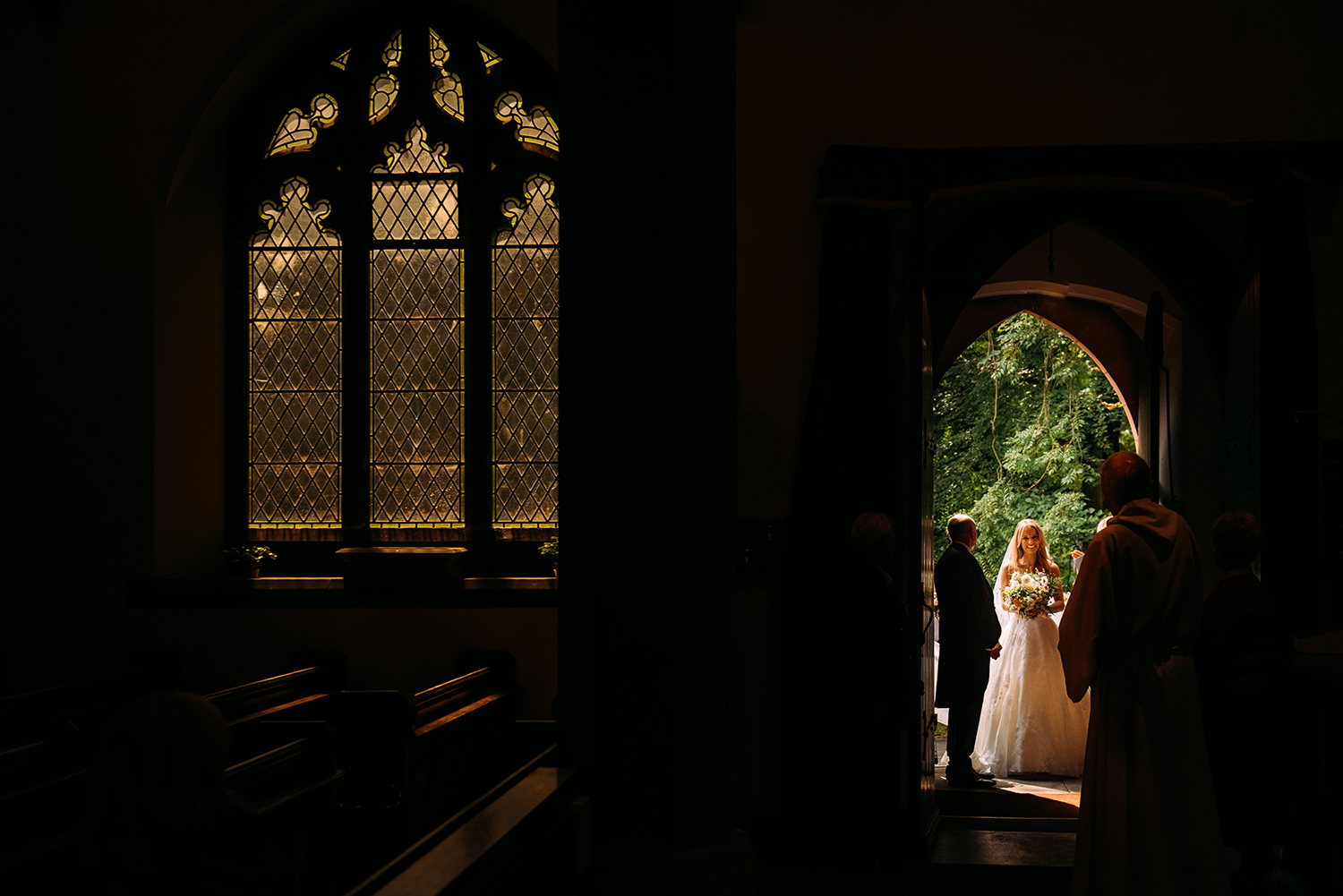  bride walking into the church 