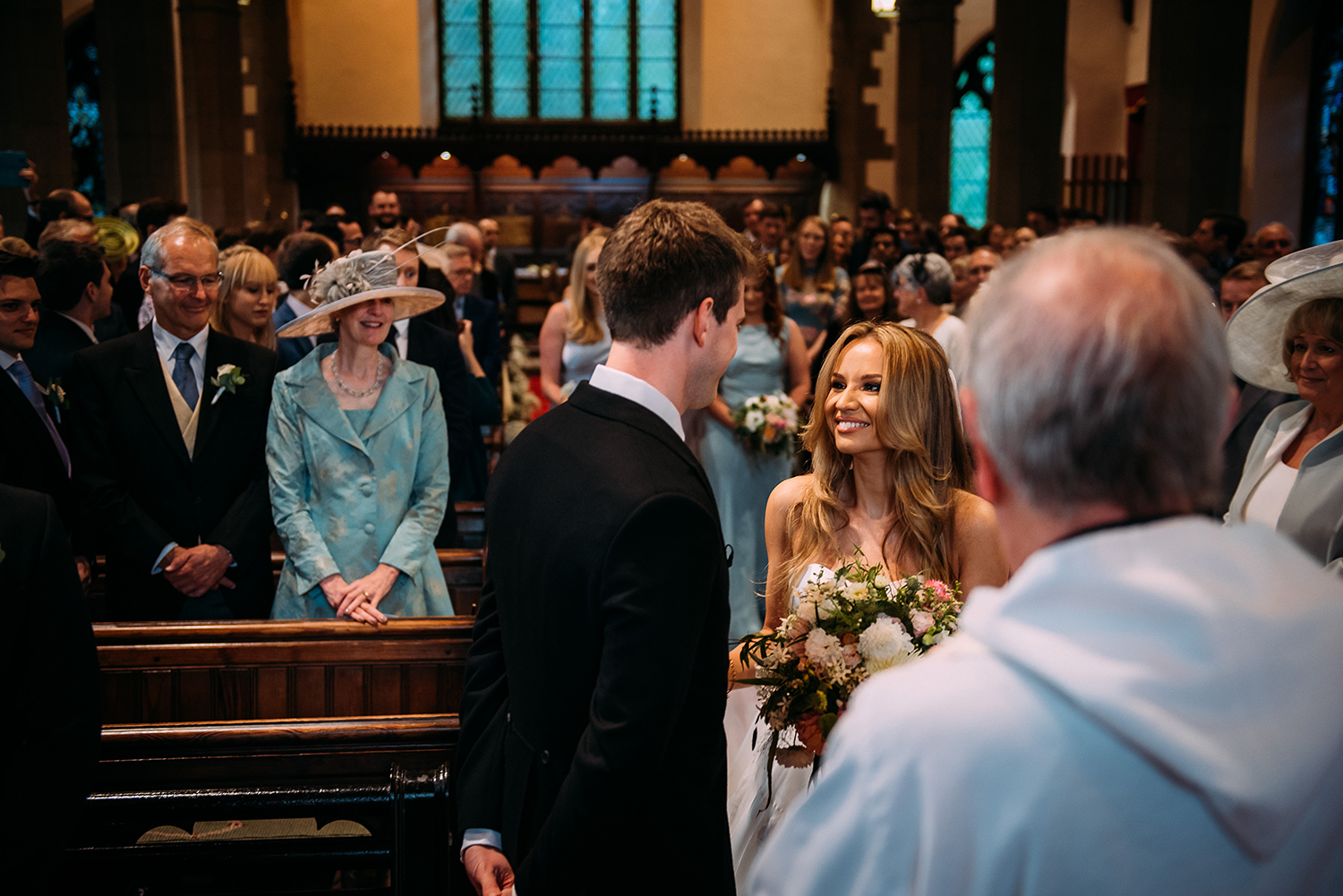 bride and groom first see each other