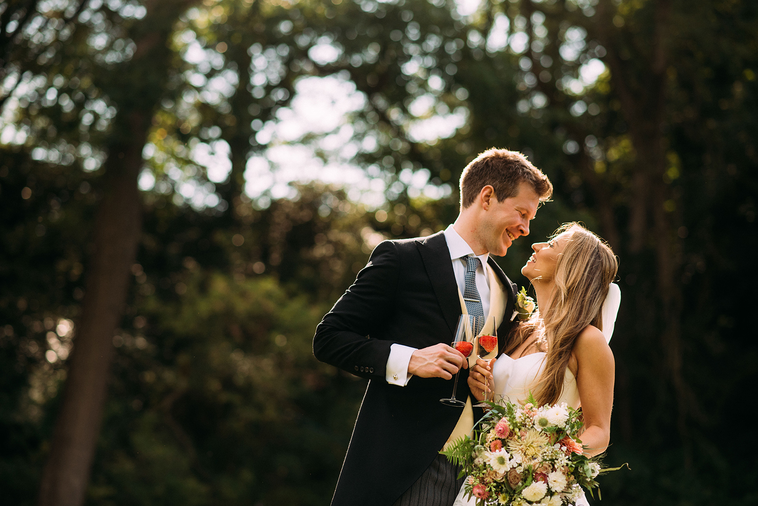  bride and groom in nice light 