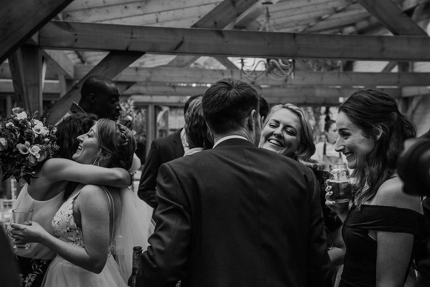 BW photo of hugs