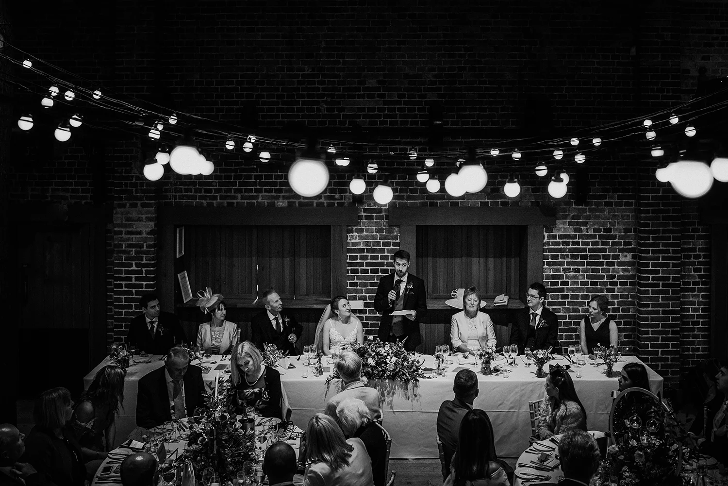 BW photo, groom speech