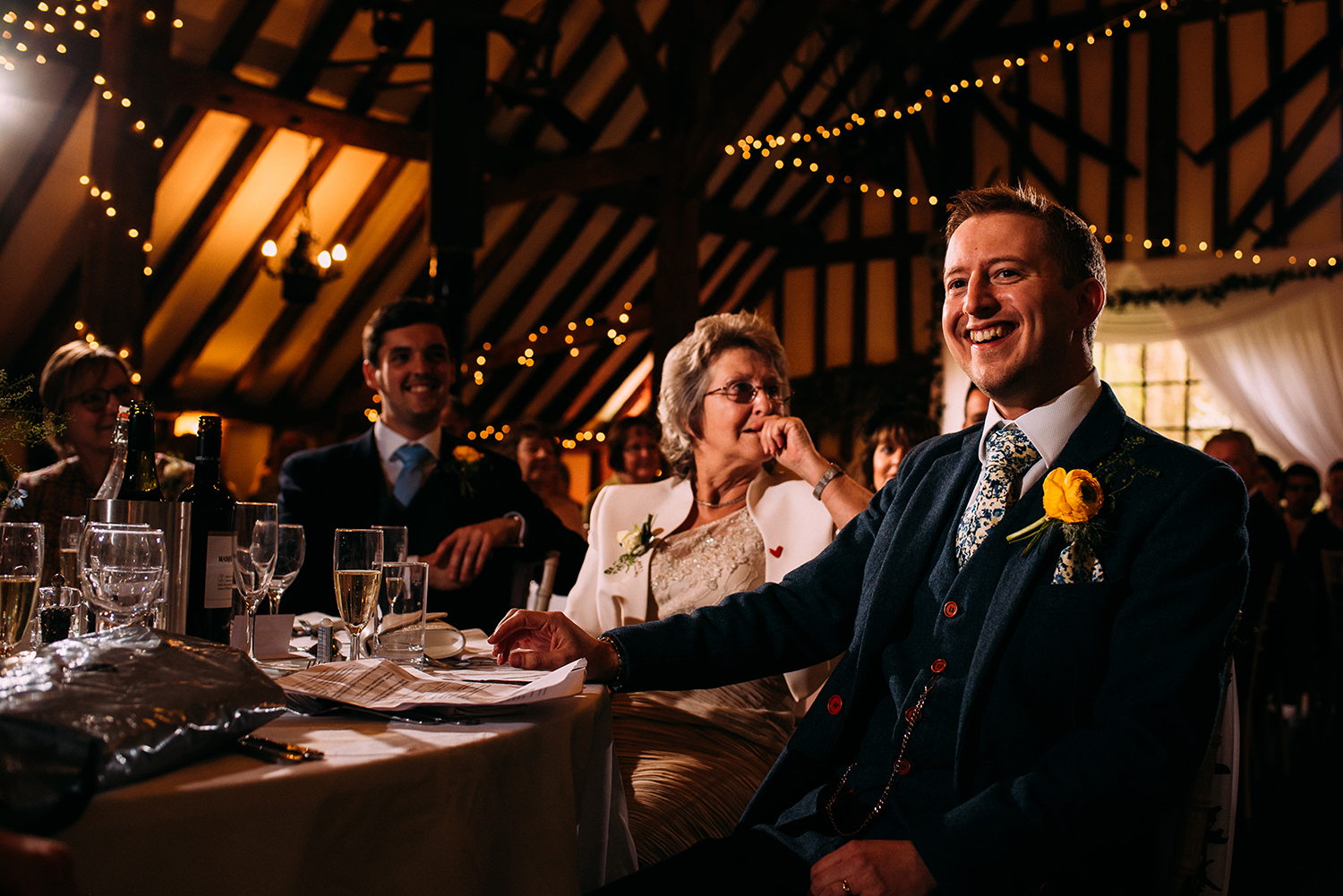 groom and his mother during the speeches