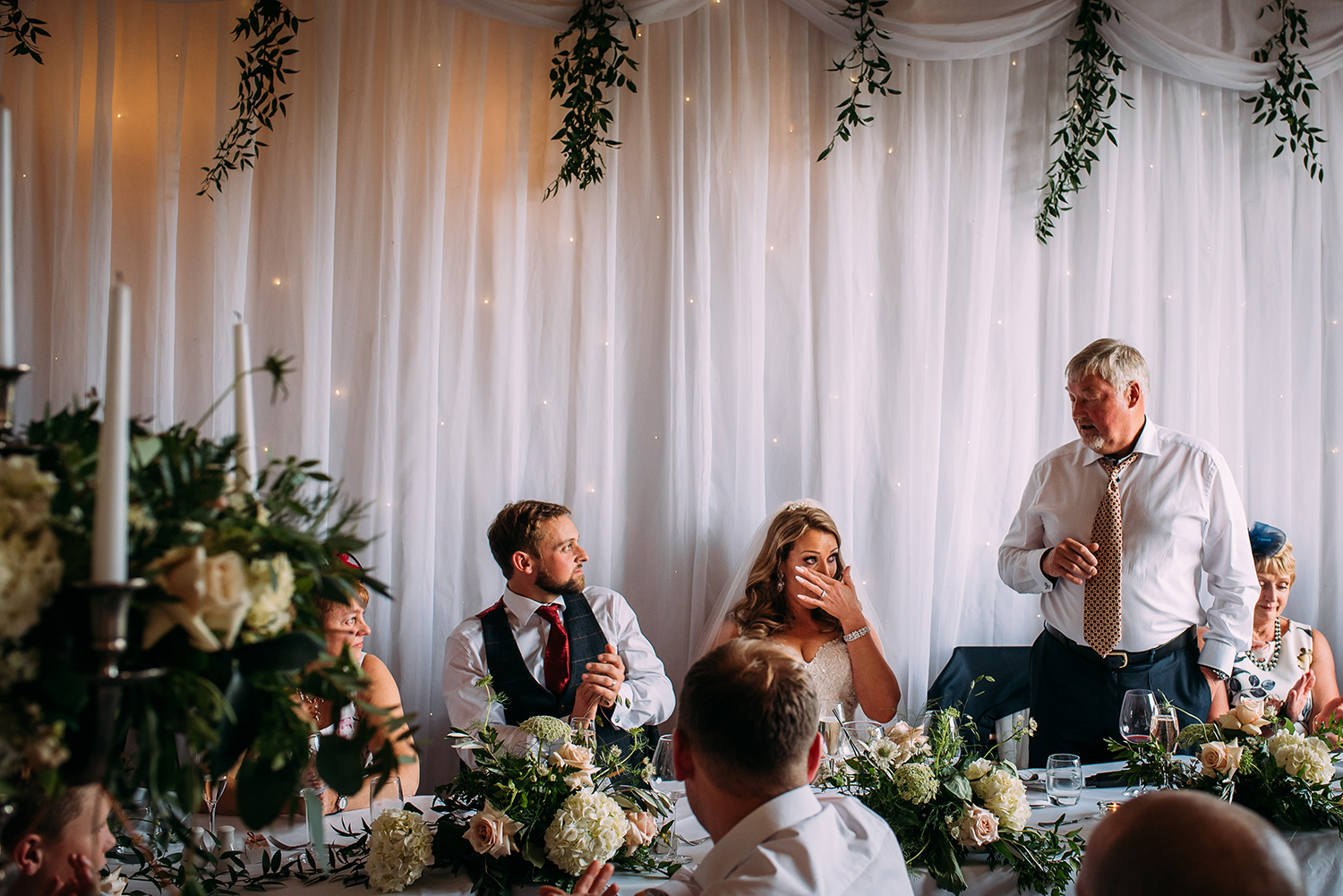 bride emotional during her fathers speech