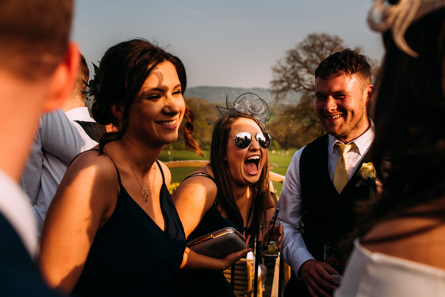 Guests laughing outside