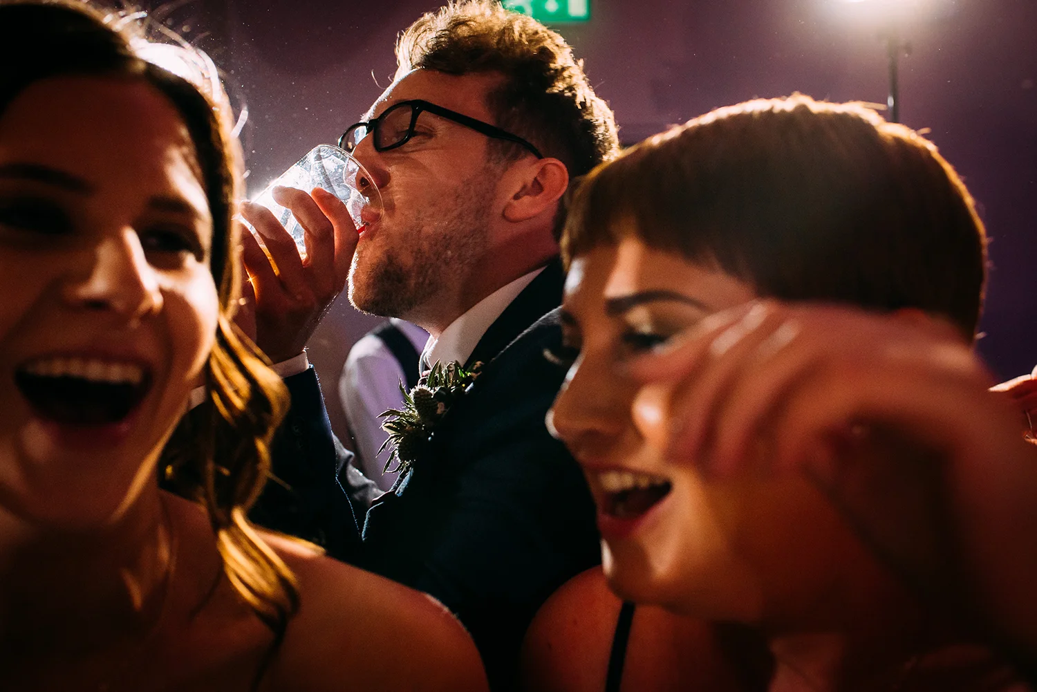 close up of guests partying