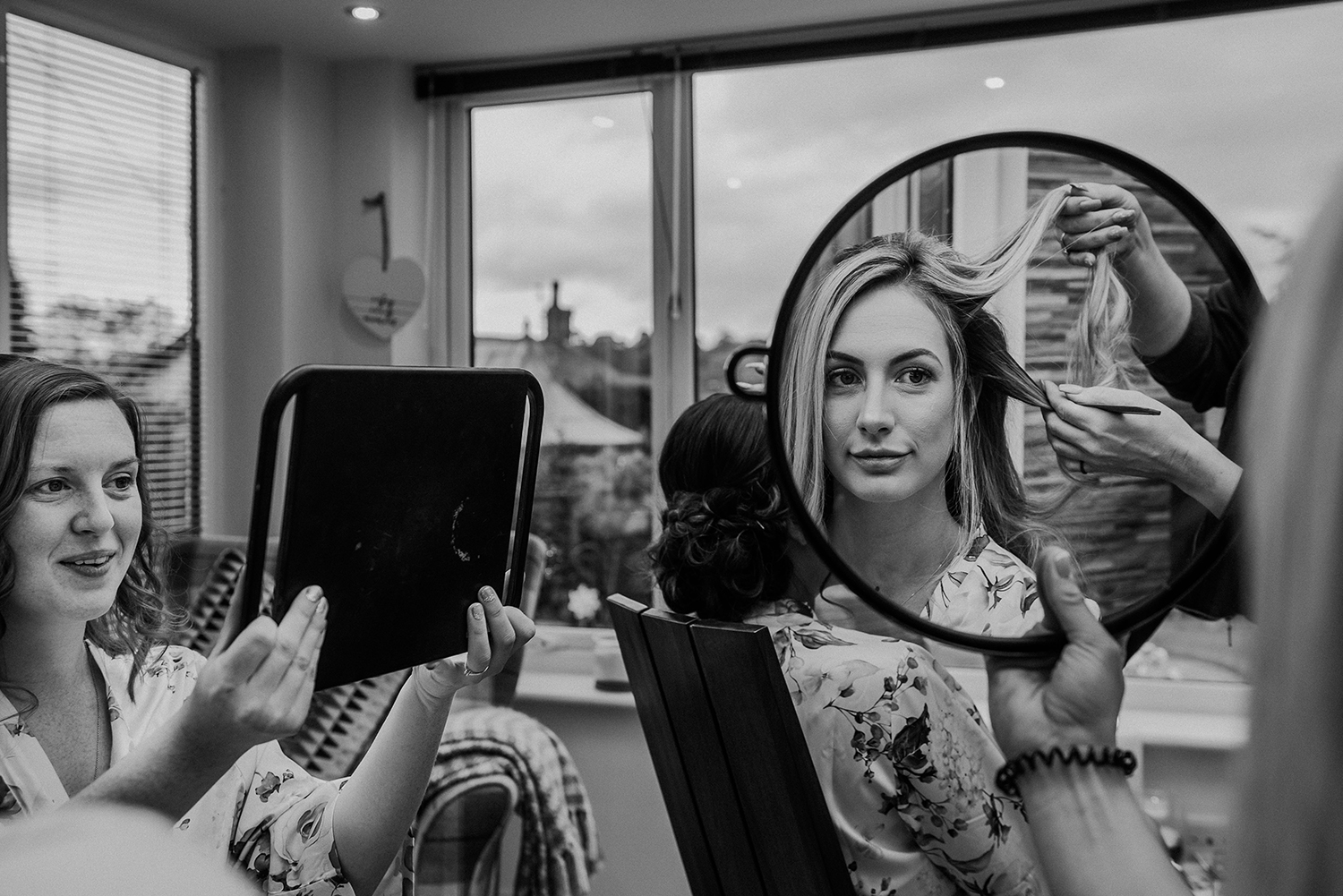 bw bridal prep photo