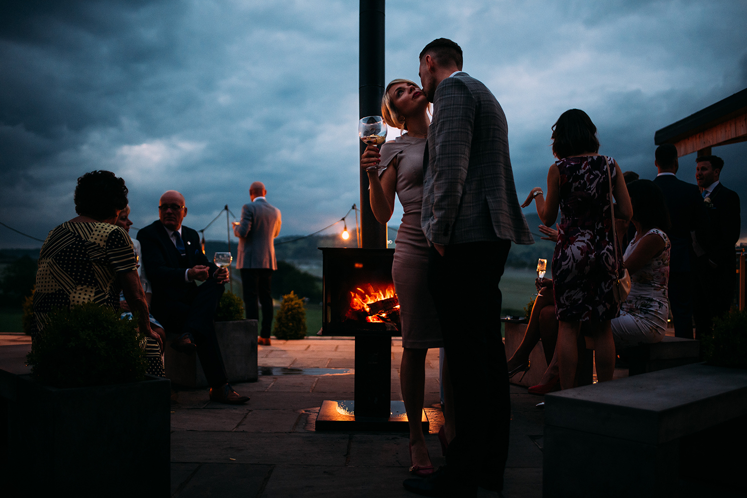 guests on the terrace during the evening reception