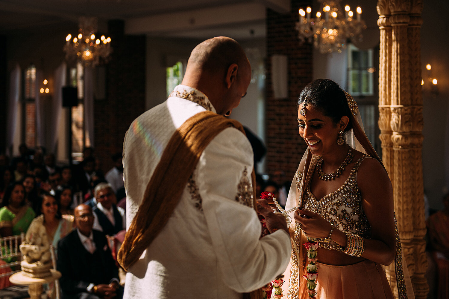  bride and groom on the mandap 