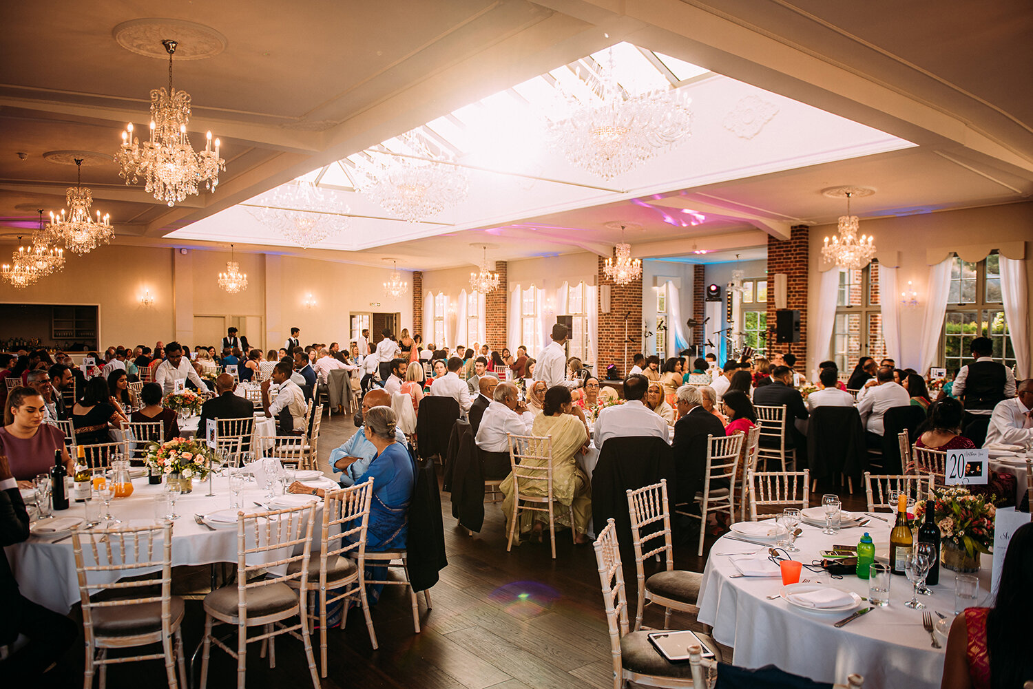  wide shot of guests in the Hester ballroom as the wedding breakfast is about to start 