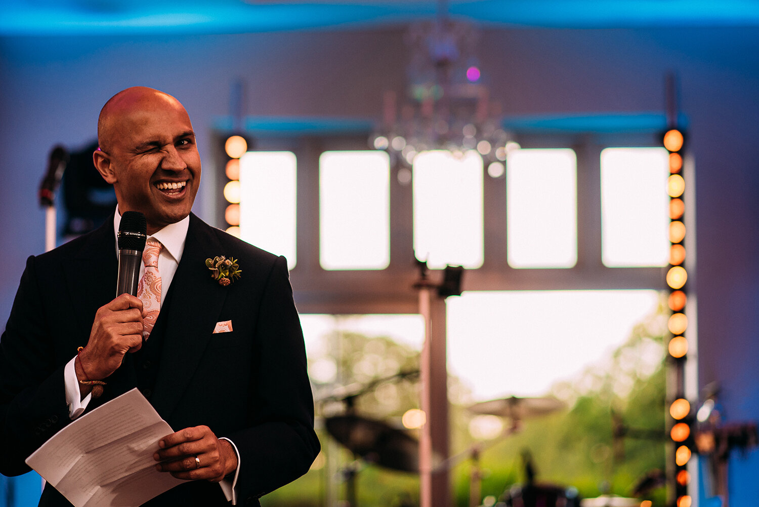  groom winks during his speech 