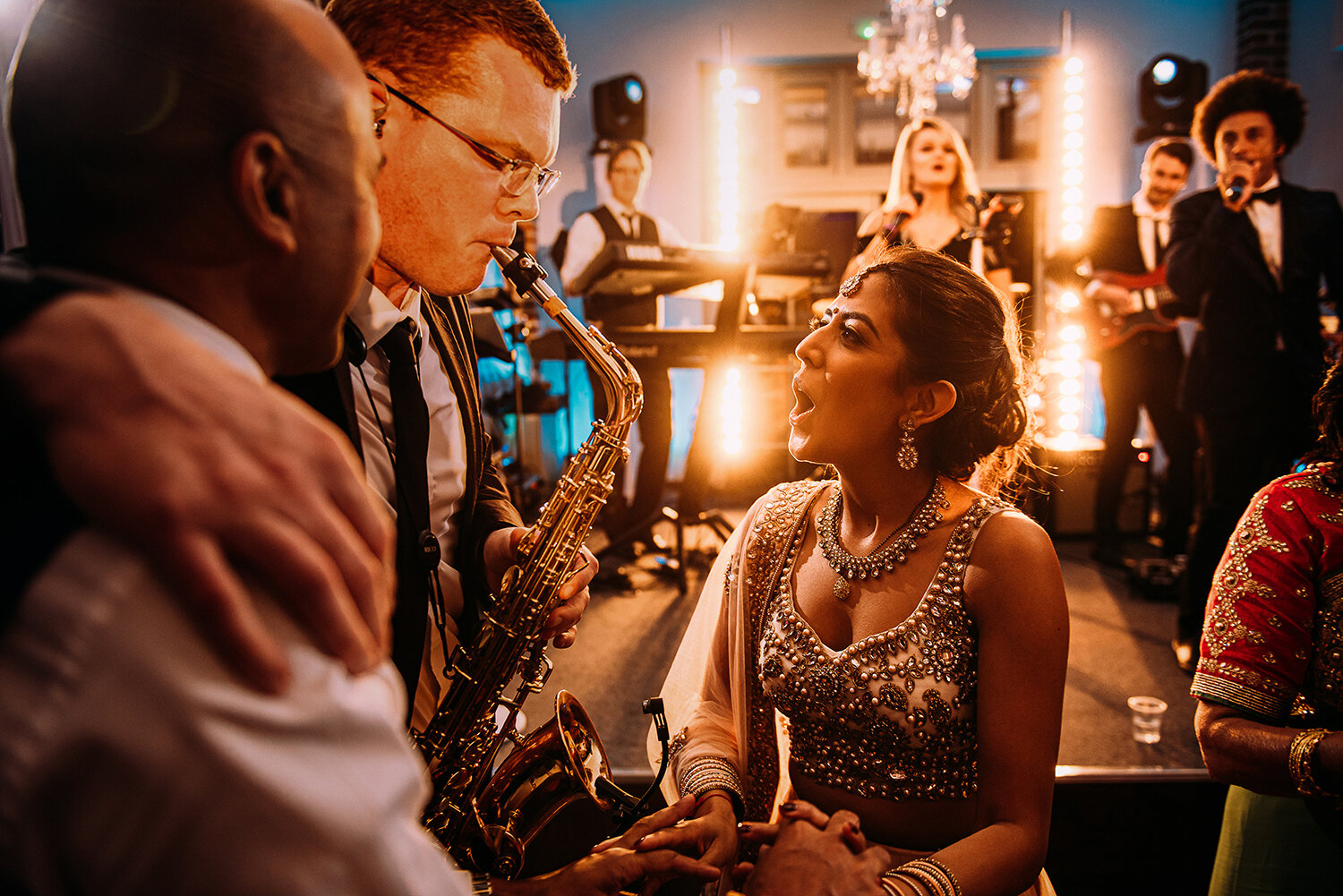  bride dancing with the saxophonist 