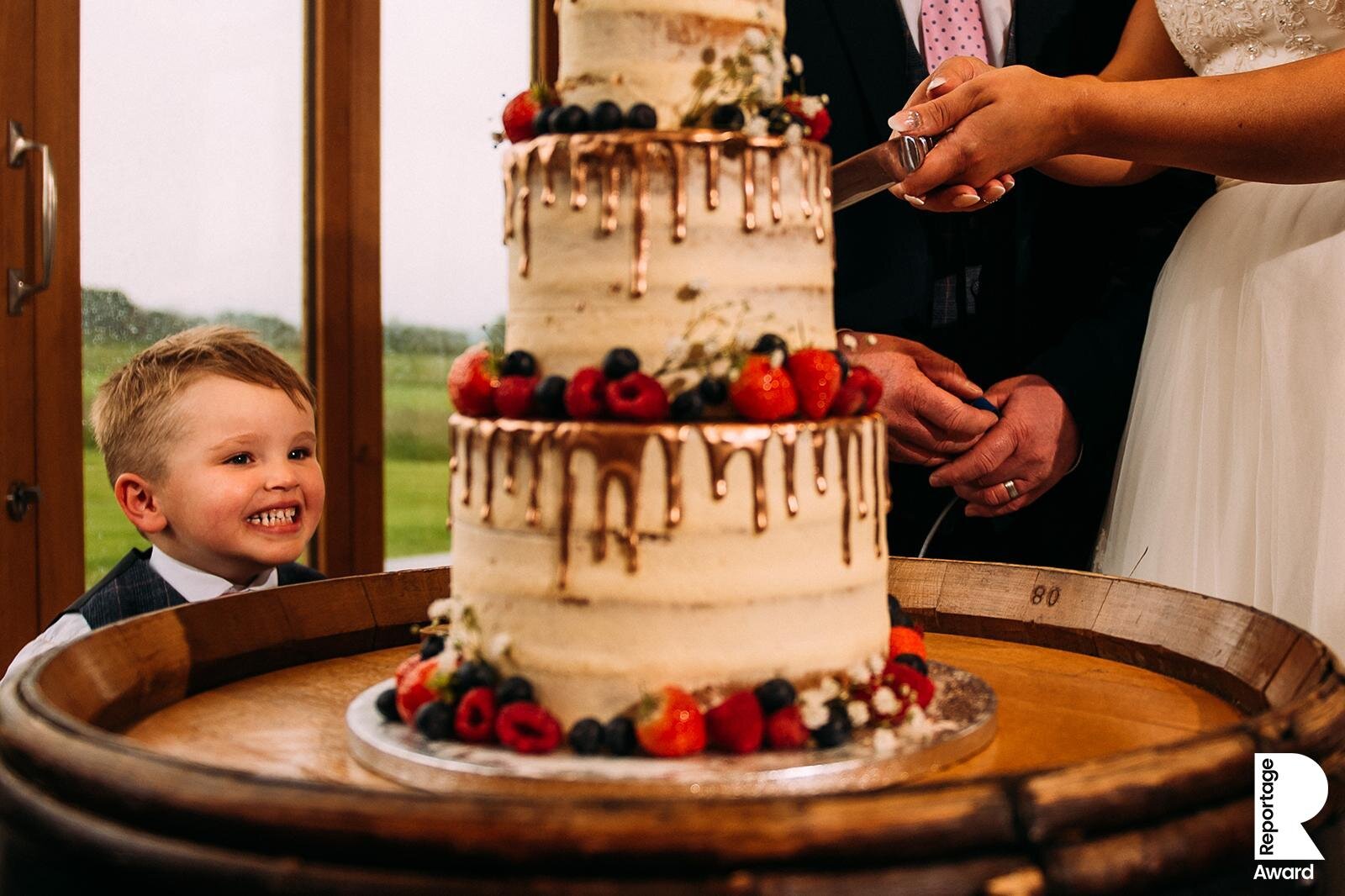  Boy smiling at cake 