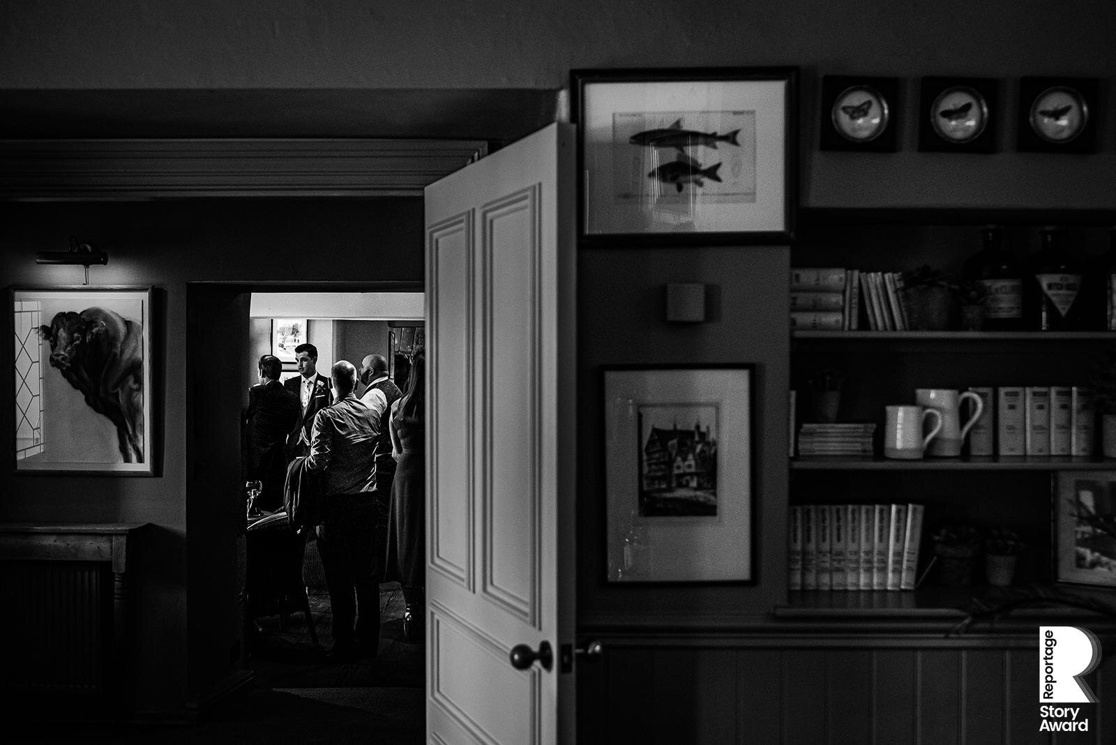  groom and friends inside the Waddington Arms pub 