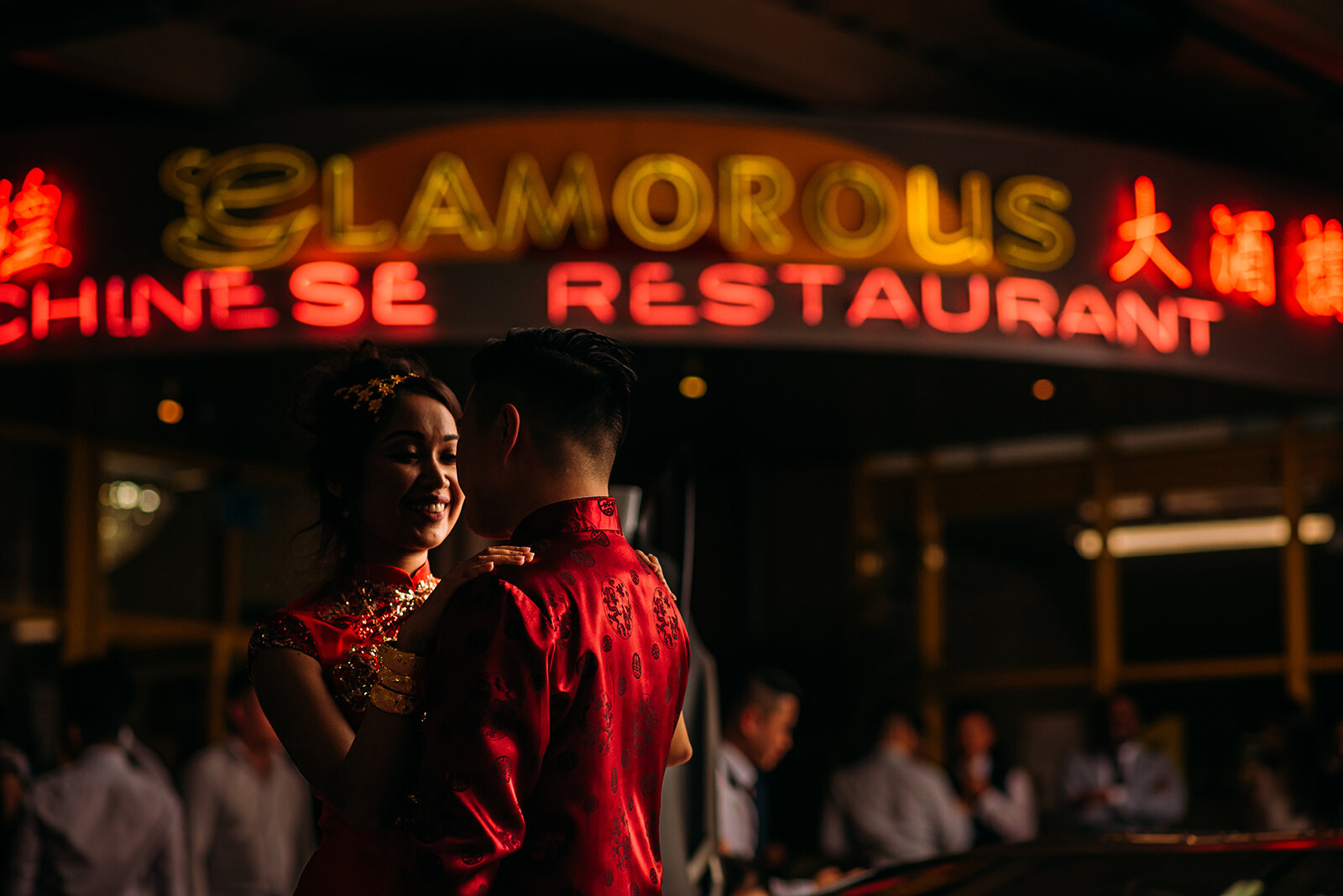 Nice couple moment at the Glamorous Chinese restaurant.