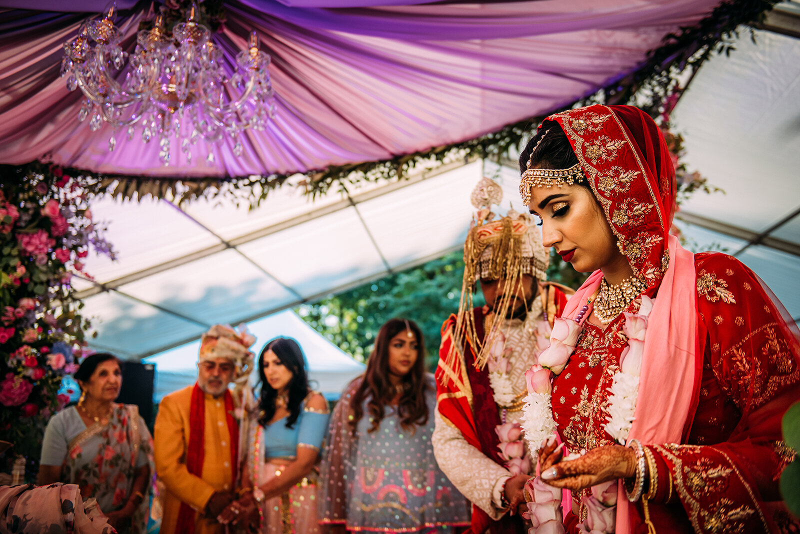  Bride and groom under the mandap 