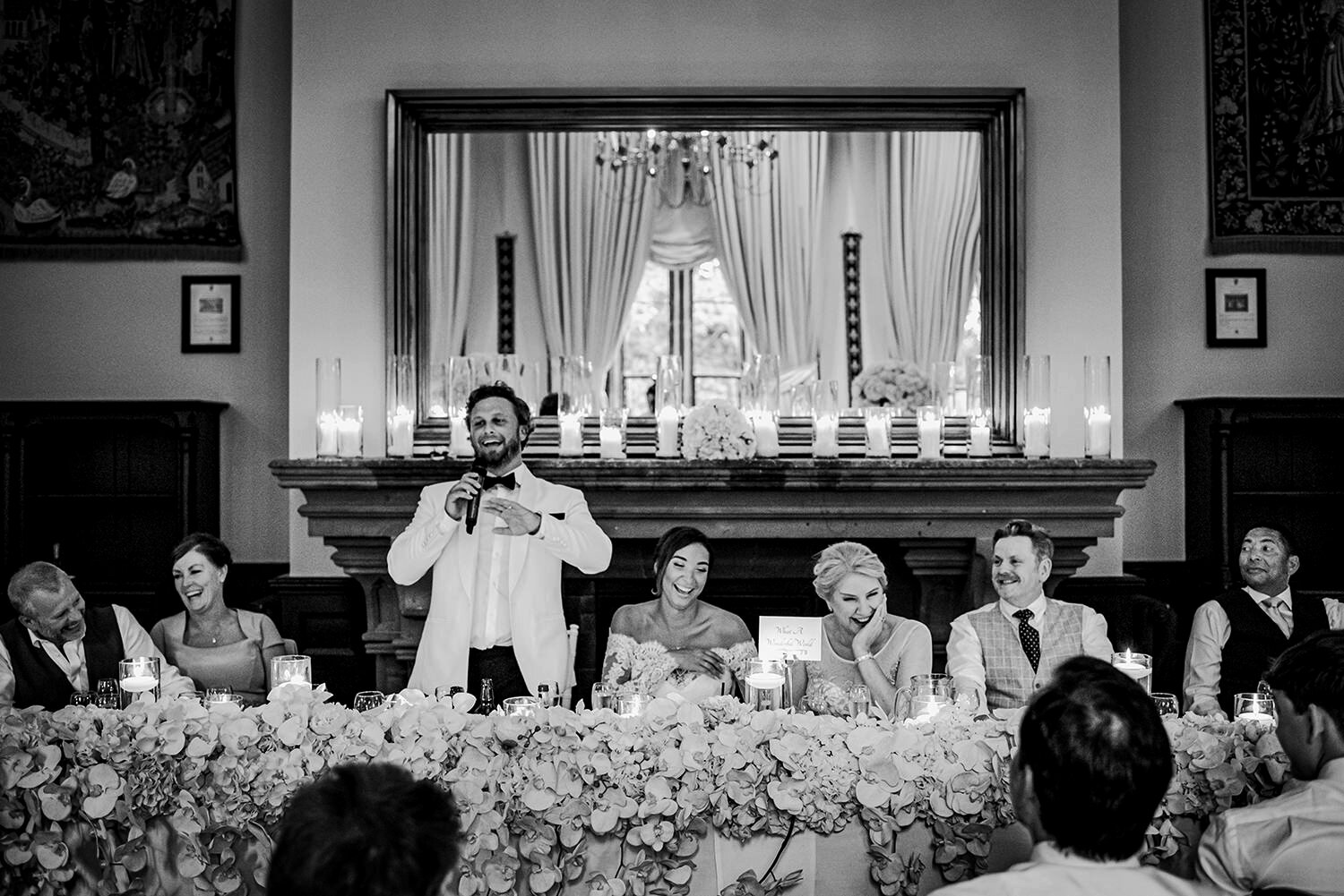  Groom speech with all the top table laughing. 