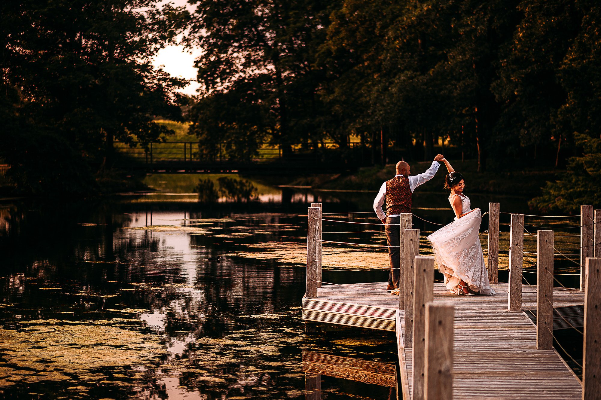  Bride and groom practising their first dance at Merrydale manor 