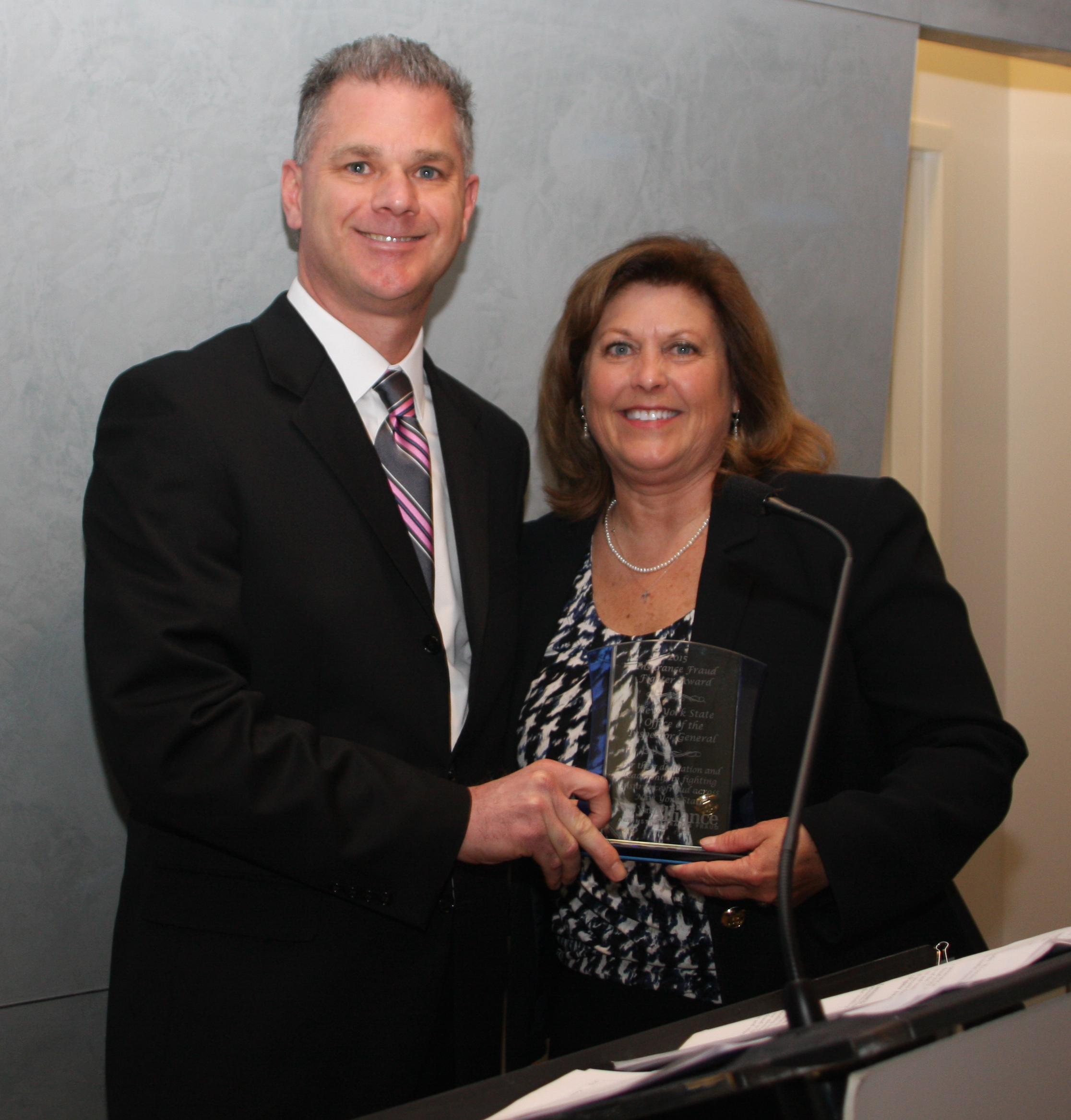 NYAAIF Chair Jim Berrigan and New York Inspector General Catherine Leahy Scott