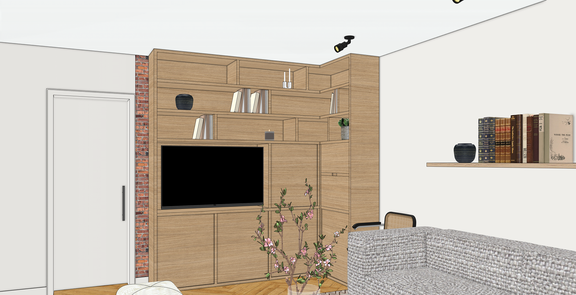 Bookcase/working area design