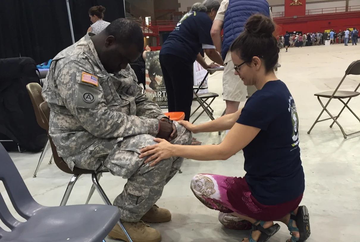 Reiki at a Service Fair for Homeless Vets