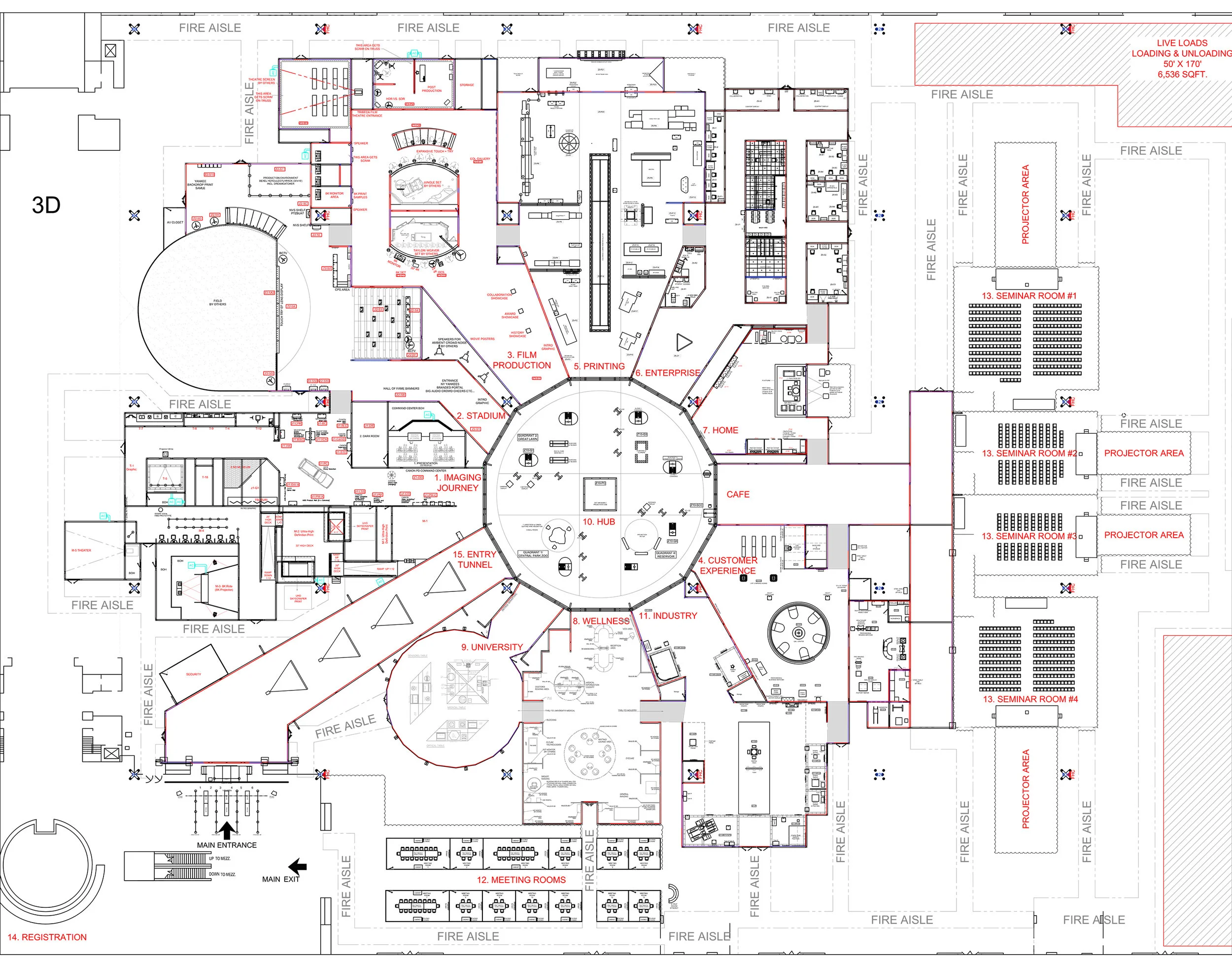 The Canon 2015 Expo New York show floor was divided into 11 product zones, with one central hub, 4 seminar spaces and several private meeting rooms.