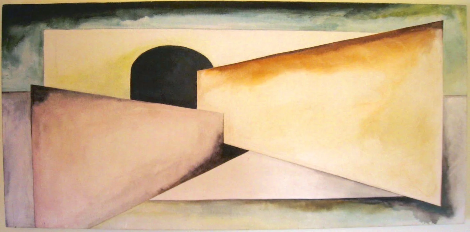 INTERLOCK PERSPECTIVE , 1995, acrylic on canvas, 20 X 42 inches