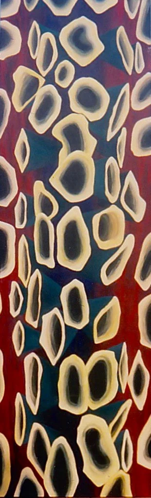 UNDER THE BELLS OF IRELAND , 1991, acrylic on canvas, 150 x 36 inches
