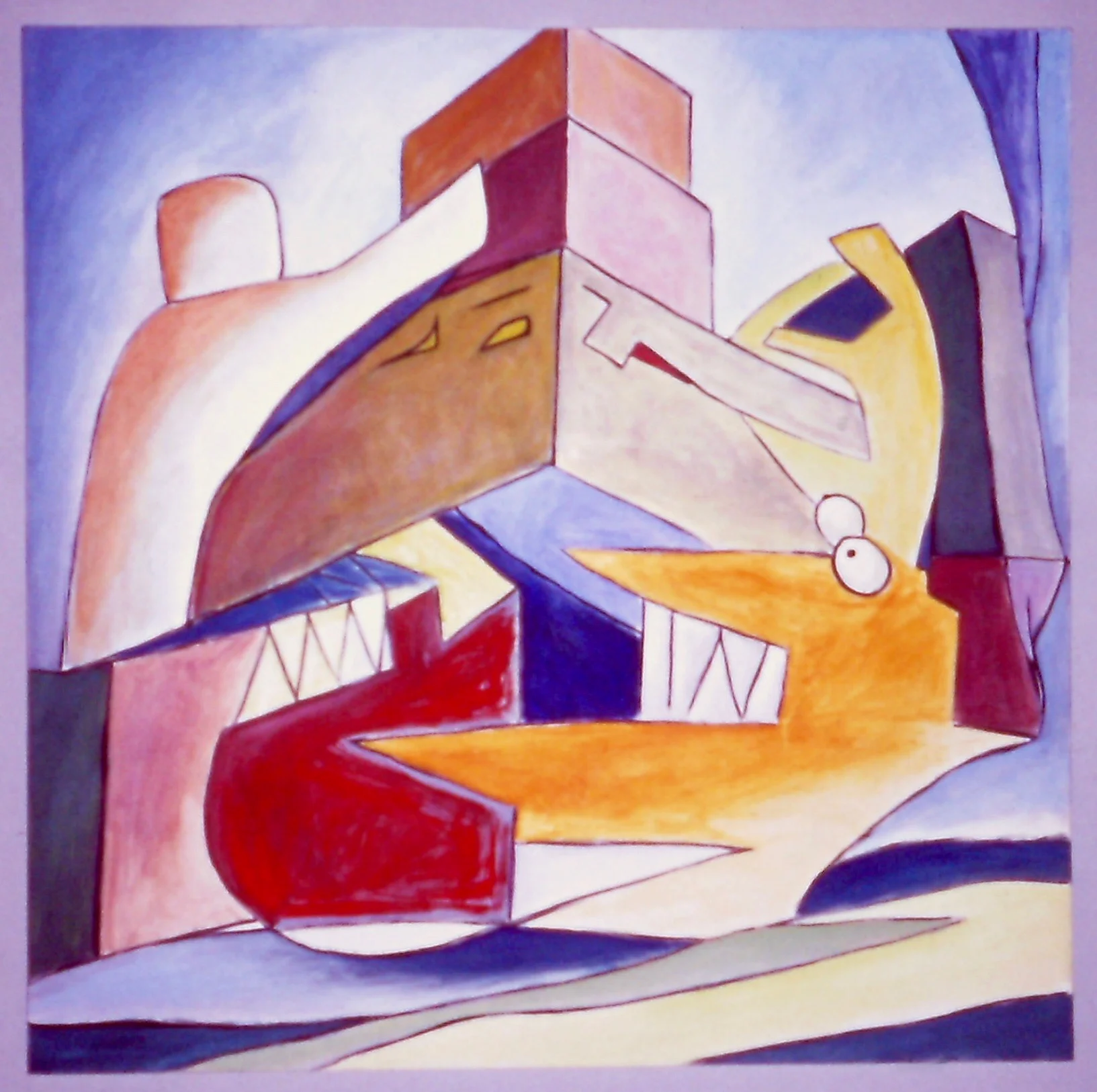 STACKING AND CONSUMING , 1992, acrylic on canvas, 46 x 46 inches