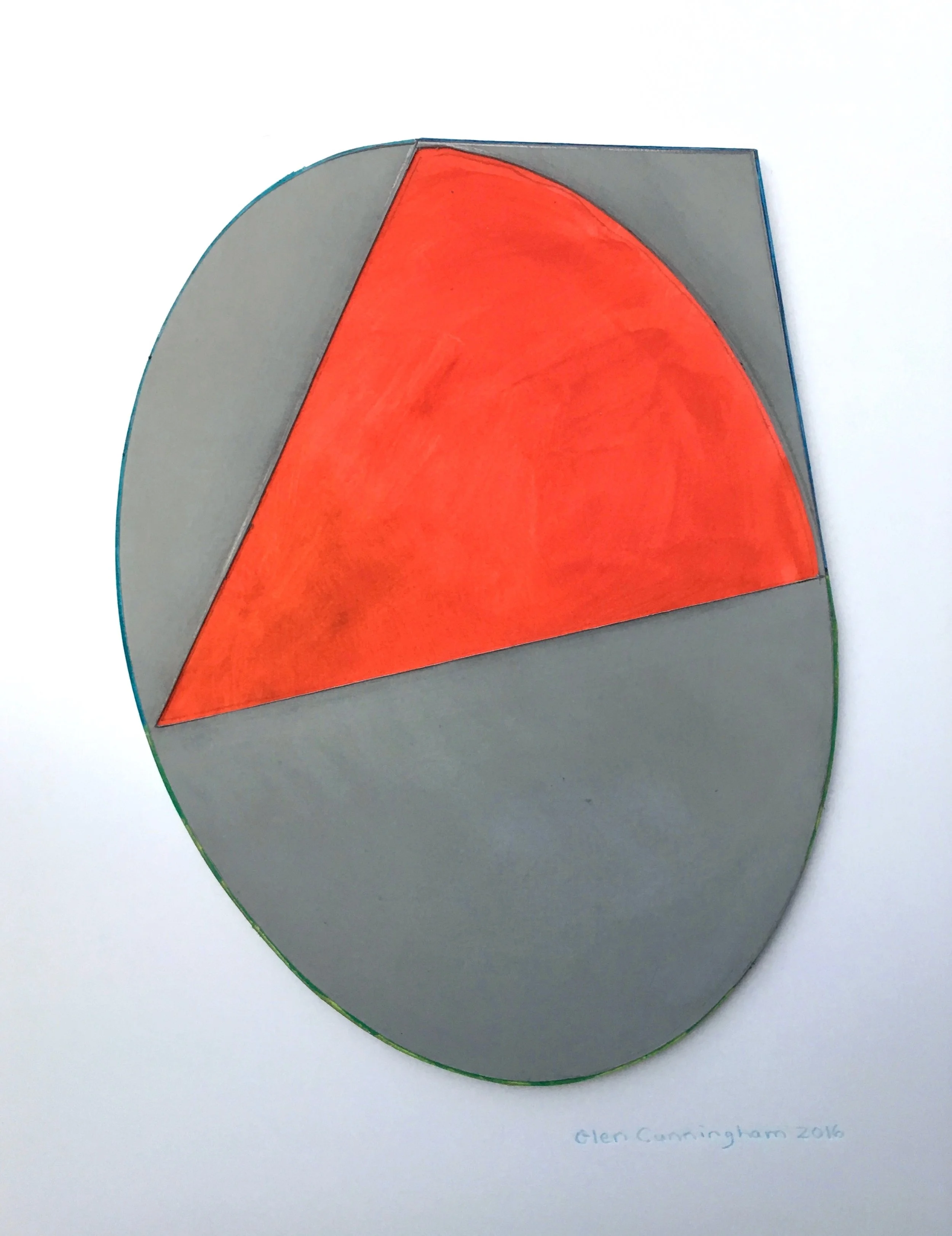 STUDY FOR DOUBLE CONVERSION , 2016, PVC board, gouch on paper on shaped board, 11.75 x 8.75 inches