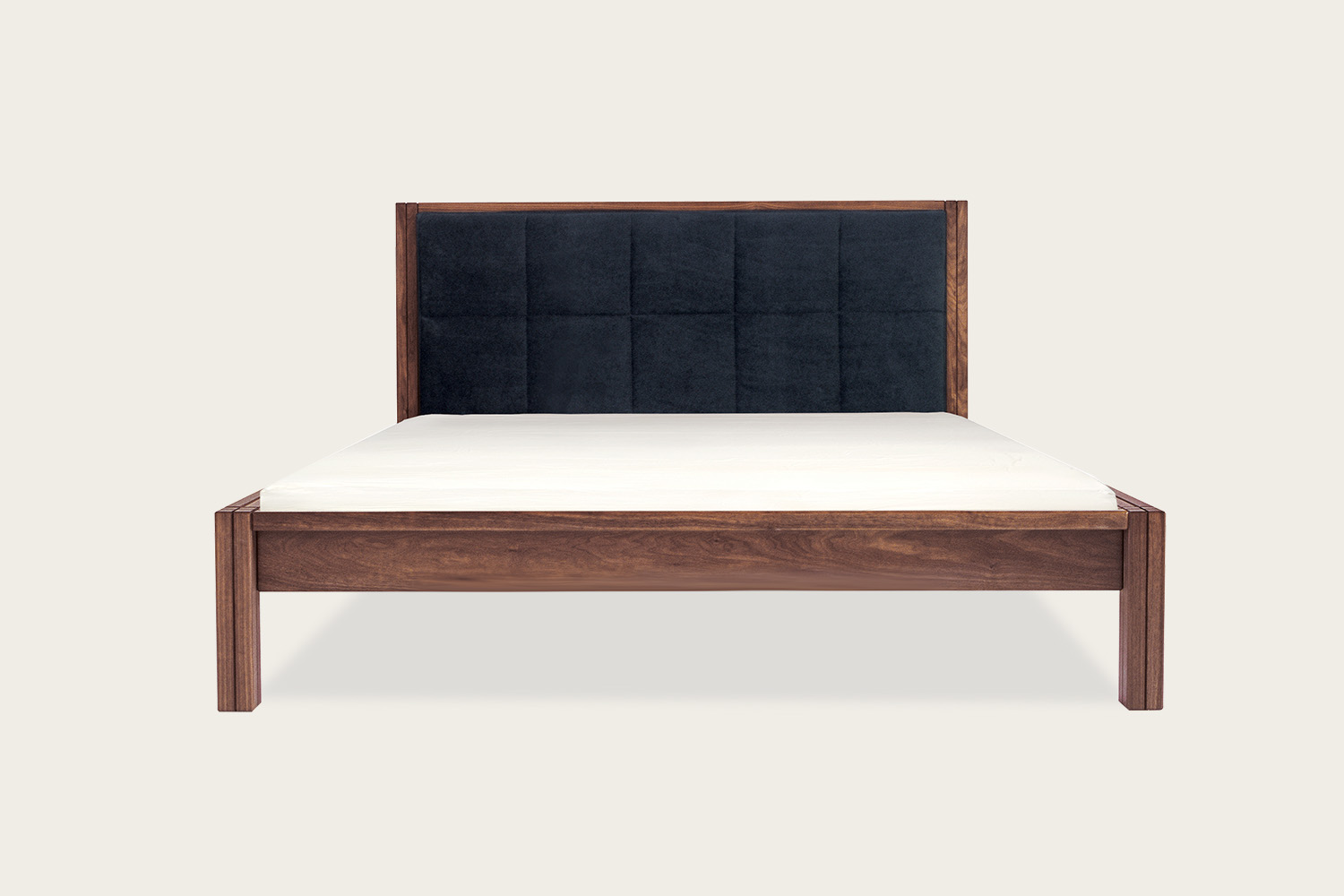 Copy of Petits Fours Bed in walnut with upholstered headboard - Speke Klein
