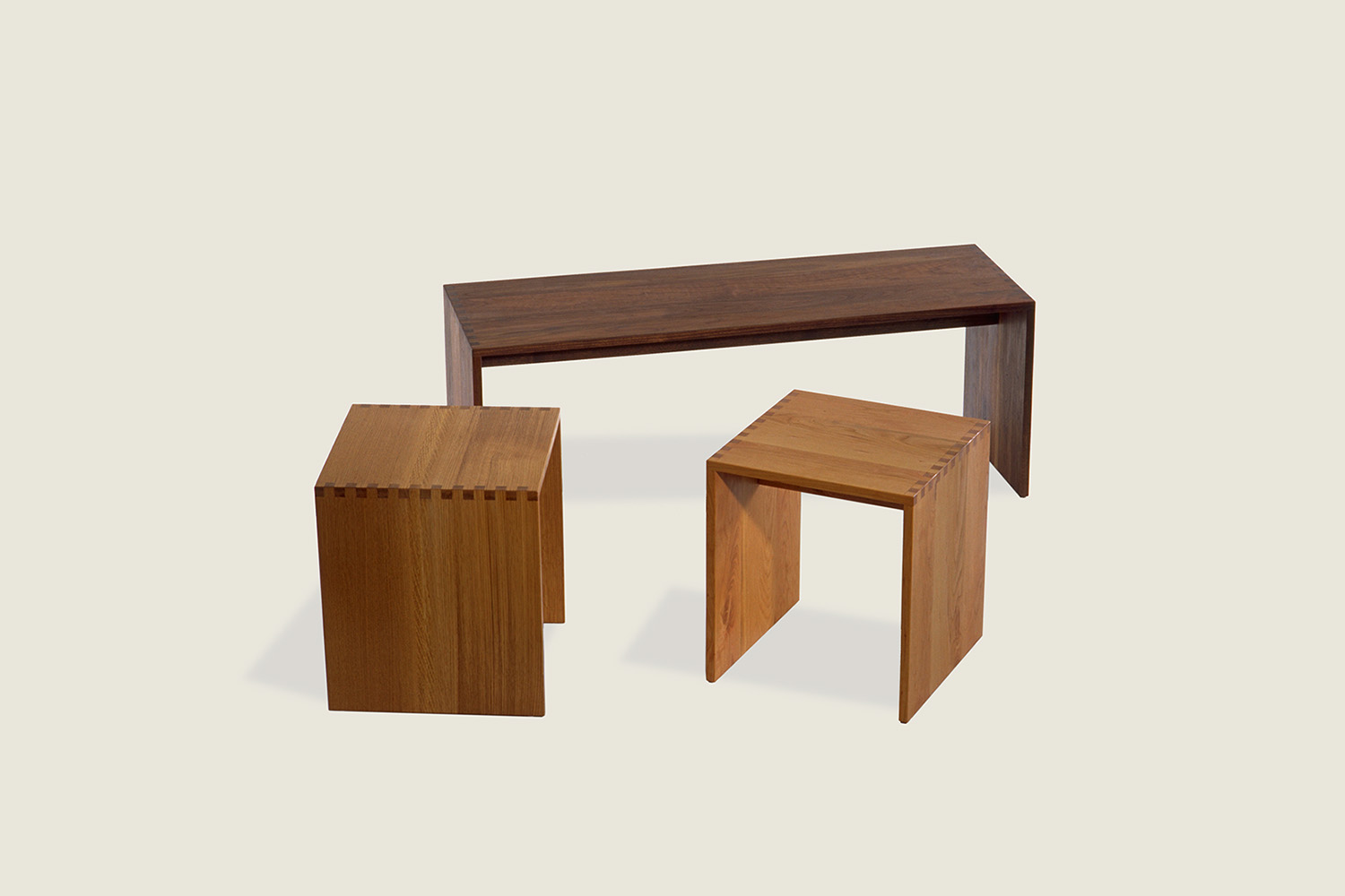 Touch Bench & Stool in solid oak and solid walnut - Speke Klein