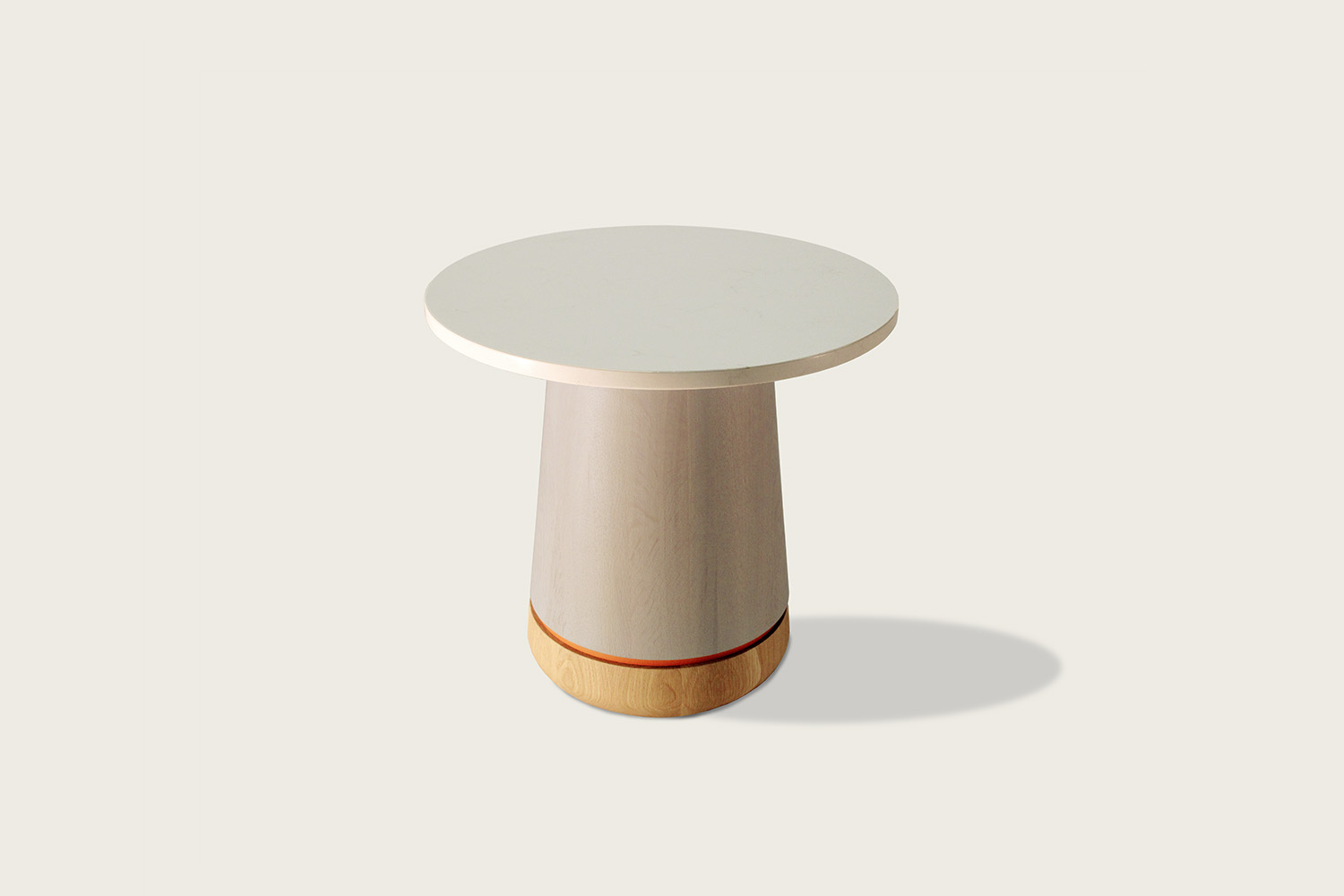 Phase Round Oak Cocktail Table with Quartz Top - Speke Klein