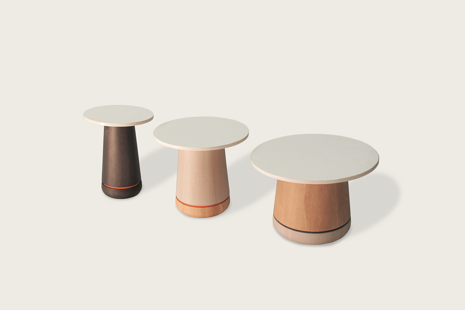 Phase Cocktail Tables in oak with quartz top - Speke Klein