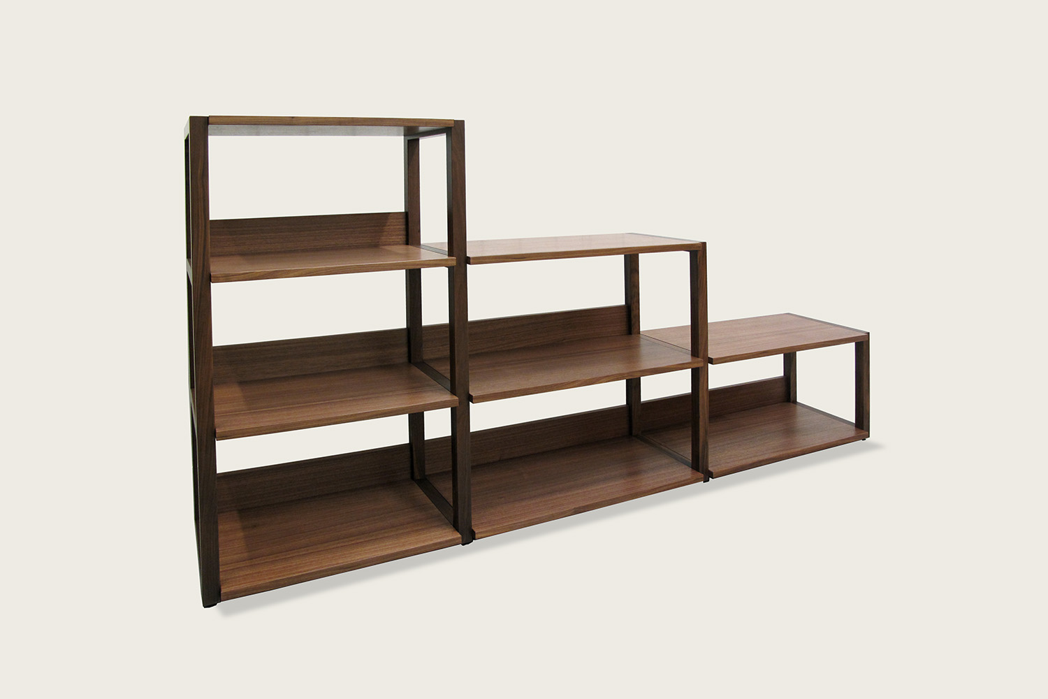 Strata Shelving Unit - 4-tier, 3-tier, 2-tier in walnut - Speke Klein