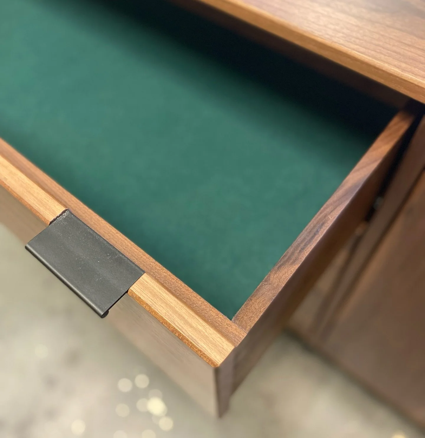 Detail&hellip;sometimes customers make special requests, like adding a felt lining to a drawer. 

#customfurniture #walnutsideboard #livingroomfurniture #diningroomfurniture