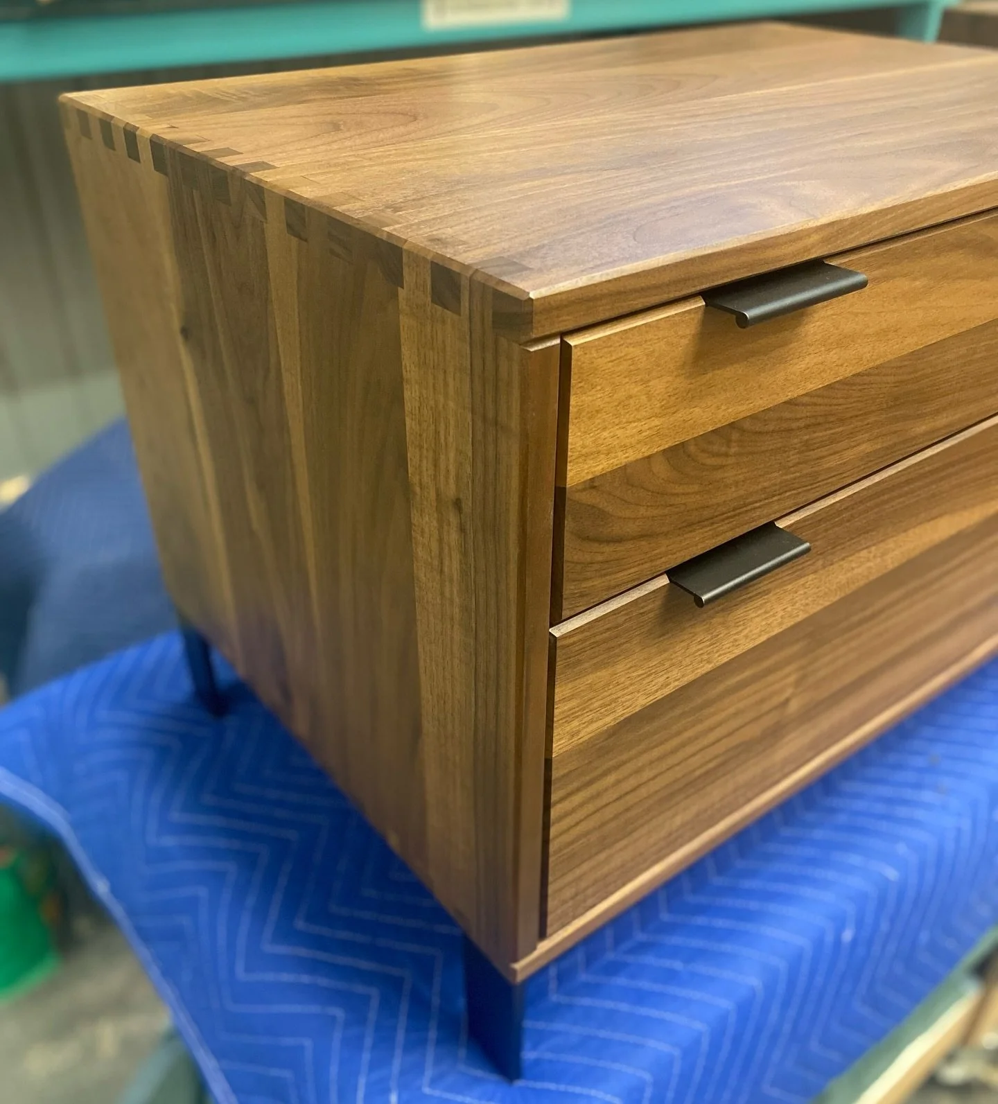 Solid walnut. Rowlands Nightstand. 
Matte black pulls. 

#bedroomdesign #warmmodern #finefurniture #solidwood