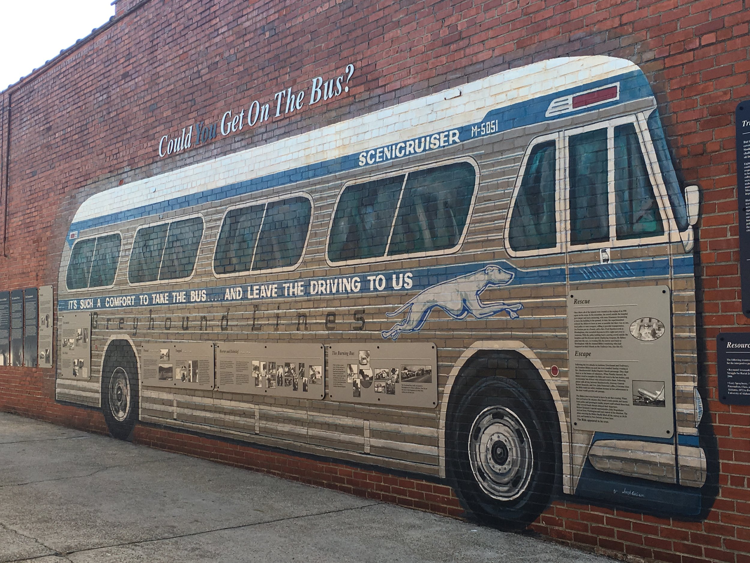 The current mural beside the old bus station in Anniston, AL.