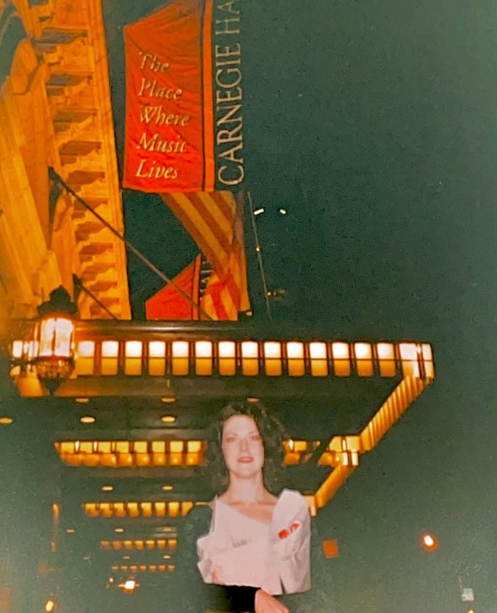 Washed out photo of me in front of Carnegie Hall