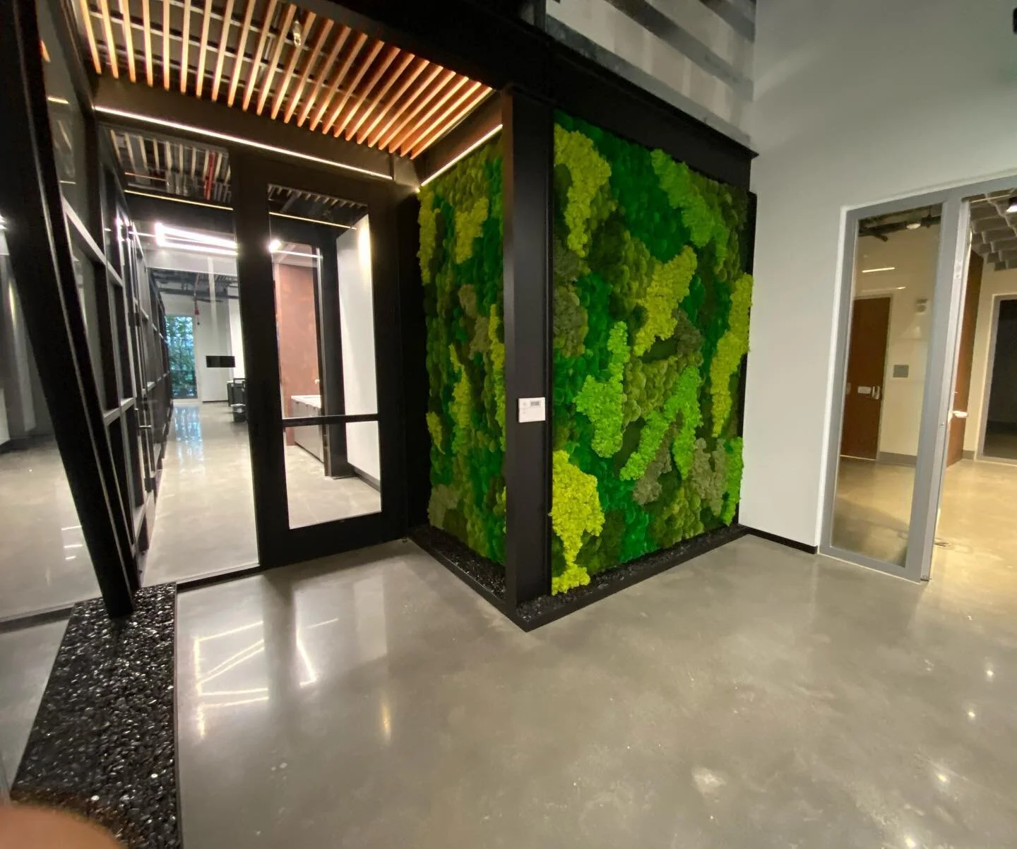 Kudos to our moss wall designer @lauryntaj for creating the dopest set up at our law office project in El Segundo, CA. #RAHDESIGN