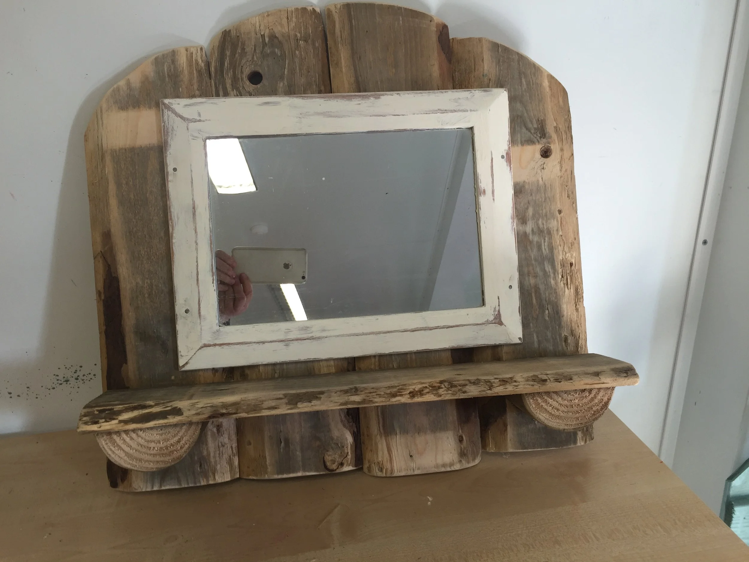 Shelf with Shabby chic mirror 56w x 54h£50