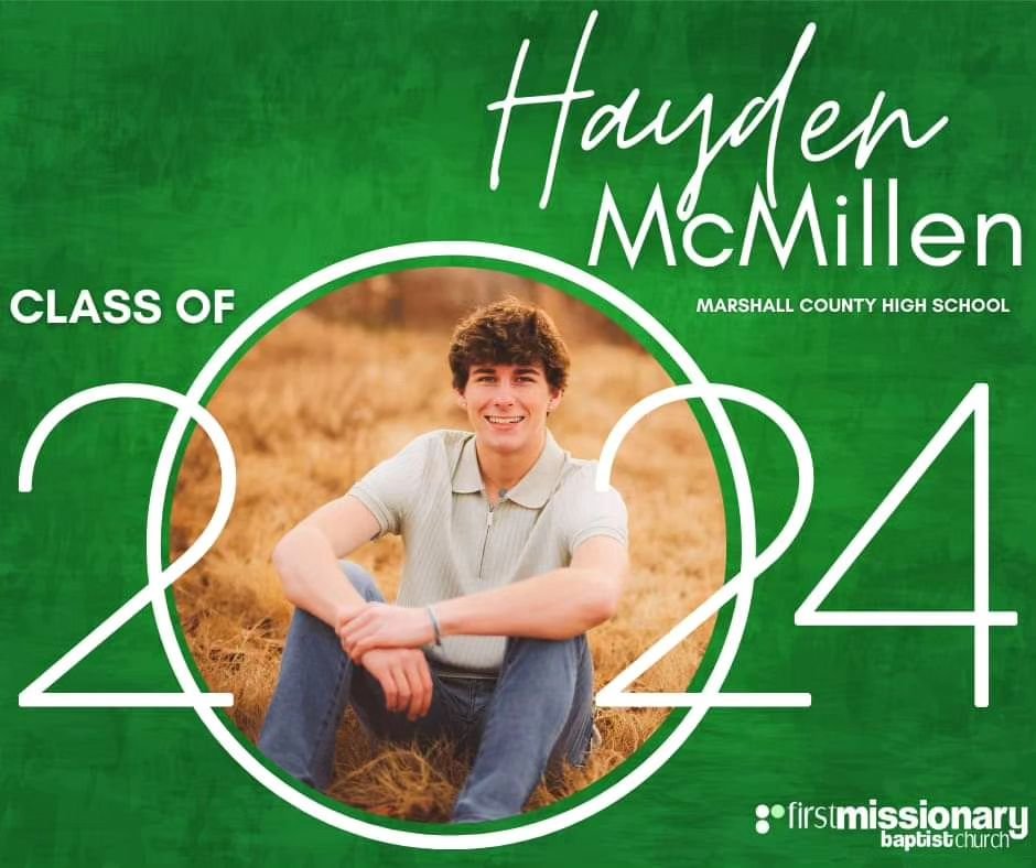 We are so proud of our 2024 High School &amp; College Graduates! Join us Sunday, May 5th as we recognize these amazing young men and women in both services @ 9:15 &amp; 10:45. 🎓

Congratulations, Hayden!
Parents: Billy McMillen, Mary Anne &amp; Ken 