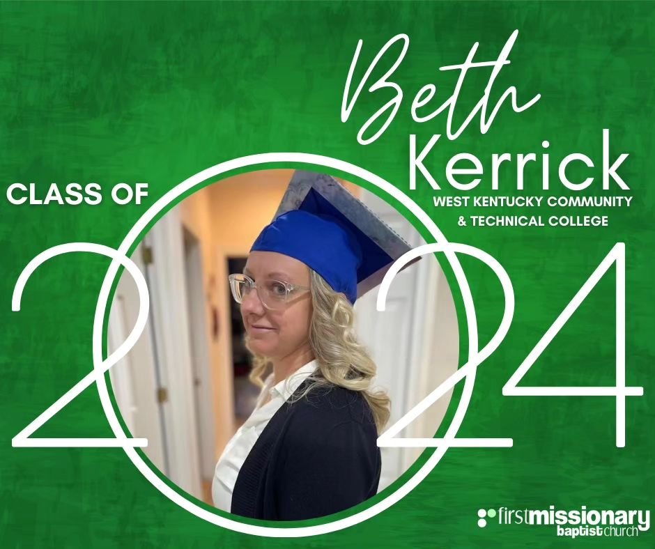 We are so proud of our 2024 High School &amp; College Graduates! Join us Sunday, May 5th as we recognize these amazing young men and women in both services @ 9:15 &amp; 10:45. 🎓

Congratulations, Beth!!
Husband:  Chris Kerrick
Parent:  Nancy Irwin
H